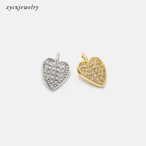 Lovely DIY Accessories Supplier CZ gold plated Pendant Necklace Heart Charm