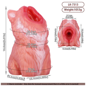 LUUK Masturbateur masculin en forme de <span class=keywords><strong>loup</strong></span> mignon, vagin de poche en silicone, stimulateur de pénis, jouet sexuel oral pour hommes - Product Image 6