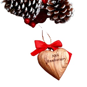 Wholesale Personalized <b>Hanging</b> Shaped Olive Wood 3D Wooden <b>Heart</b> Christmas Ornament for Anniversary Gifts - Product Image 3