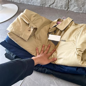 Nieuwe <span class=keywords><strong>Pl</strong></span> High Edition Heren Casual 100% Katoenen Jack Lange Mouw Opstaande Kraag Rits Voorkant Logo Borduurwerk Amerikaanse Revers Stijl - Product Image 2