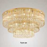 Lustre moderne à LED en cristal rond à plusieurs niveaux pour salon, hôtel, chambre à coucher, villa, décoration intérieure, éclairage