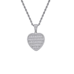 Colgante de hip-hop en forma de corazón, accesorios de cobre con circonita, collar de amor, colgante redondo multicapa de circonita para combinar. - Product Image 6