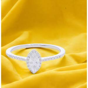 KEEVA JEWELS Bague de fiançailles en argent plaqué or Moissanite ronde et autre coupe avec halo Produit de haute qualité - Product Image 5