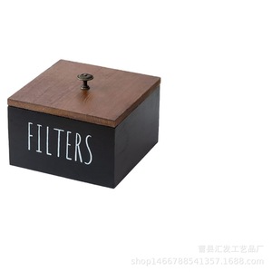 กล่องเก็บของไม้ทรงสี่เหลี่ยมสำหรับใส่กรองกาแฟ ใช้ในบ้านหรือบนโต๊ะทำงาน - Product Image 4