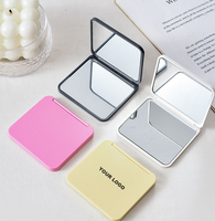 Miroir de poche carré pliable double face en gros, avec logo personnalisé, portable, compact, pour sac à main, petit miroir de voyage