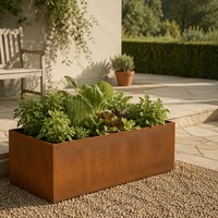 Jardinière rectangulaire en acier corten résistant aux intempéries, finition rouille écologique, pour jardin extérieur, patio