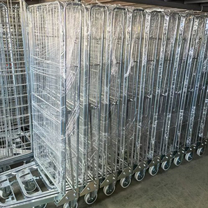 Trường hợp Carter OEM thép mạ kẽm hộp cuộn <span class=keywords><strong>container</strong></span> ráp dây lưới gấp xe đẩy giỏ hàng cho lưu trữ - Product Image 2