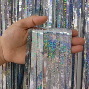 Wholesale 2M Holographic Tinsel Fringe Curtain PET Party Backdrop Curtain for Wall Photo Booth Decorations - Product Image 4