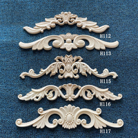 Europäische Vintage Massivholz Geschnitzte Zierleiste, Lange Blumen-Holzapplikation für Schranktür Kleiderschrank Wand Möbeldekoration