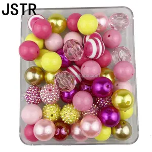 50pc/bag rose pink yellow colorful chunky gumball Beads for Jewelry Making 20mm bubblegum beads for pen necklace loose beads