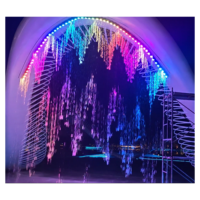 Mur d'eau numérique en acier inoxydable 304 avec graphismes musicaux dansants, cascade, contrôle PLC/DMX512, taille personnalisée, respectueux de l'environnement