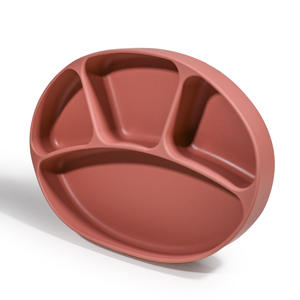 Vaisselle classique pour bébé Ventouse en silicone de qualité alimentaire intégrée Disque ovale fendu pour apprendre à manger Assiette à dîner pour bébé en gros - Product Image 6