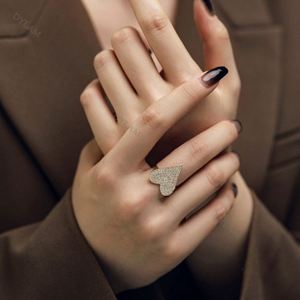 Dylam Unique Gift Show Love Cubic Zirconia <b>Adjustable</b> Open <b>Ring</b> 18k Gold Plated Resizable 925 Peach Heart <b>Silver</b> <b>Rings</b> Girl - Product Image 4