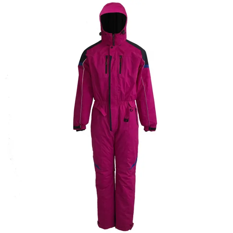 One Piece Waterproof Ski Jumpsuit Womens Outdoor Sports Ski Suit Coverall Hooded Snowsuit Plus Size Warm Ski Overalls