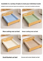 Griffoir pour chat 2-en-1 en bois durable et sisal tressé, surface à griffer, protection de canapé anti-rayures, protège-meubles, lit pour chat
