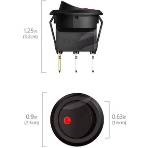 Illuminated Rocker Switch 20A <b>12V</b> <b>DC</b> 5 Pin With Led Blue Red Green Yellow Pack Of 20 - Product Image 6