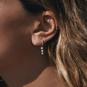 Boucles d'oreilles classiques CANNER en zircon avec un, deux ou trois pendentifs en zircon 5A, en argent S925, bijoux 18 carats - Product Image 6