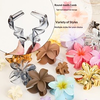 Set Jepit Rambut Plastik Motif Bunga Frangipani & Jacaranda untuk Wanita, Cocok untuk Liburan di Pantai