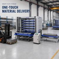Système de stockage automatique de tôles métalliques, entrepôt vertical pour plaques d'acier, écran tactile PLC, rayonnage de stockage intelligent pour usine