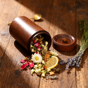 Оптовая продажа, экологически чистая современная деревянная канистра для хранения чая, органайзер для хранения чая, жестяная коробка для чая, чагура, древесина, воздухонепроницаемая двойная крышка - Product Image 4