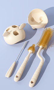 Silicone and Stainless Steel 3 in 1 <b>Bottle</b> <b>Cleaning</b> <b>Brush</b> with Holder for Narrow Neck <b>Bottles</b> Travel Mugs Sippy Cup Cleaner - Product Image 4