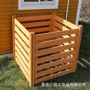 Bac à compost carré en bois naturel pour jardin, panier de rangement extérieur pour une organisation optimale - Product Image 1