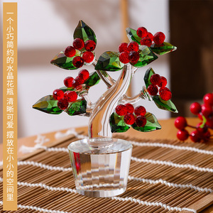 Mini Adorno de Árbol de Cristal con Hojas Rojas y Verdes, Decoración para el Hogar u Oficina, Regalo, Decoración de Planta de Cristal - Product Image 3