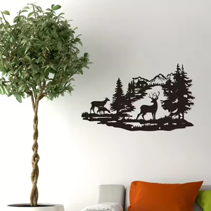 Exquisito Art <span class=keywords><strong>Deco</strong></span> Deer Metal decoración de pared corte láser bosque Animal Metal arte para decoración del hogar colgante Metal artesanía - Product Image 5