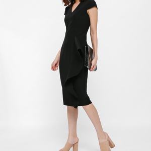 ชุดเดรสใส่ไปทำงานของผู้หญิงชุดเดรสมิดิแต่งระบายสง่างาม - Product Image 4