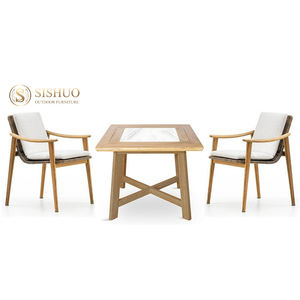 SISHUO Luxury Villa Leisure Patio Furniture Outdoor <strong>Teak</strong> Outdoor <strong>Dining</strong> <strong>Table</strong> and Chair Set - Product Image 3