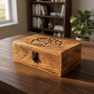 Handmade Solid Mango <b>Wood</b> <b>Carved</b> Multi-Purpose Storage <b>Box</b> 8x5x3 Inches Rectangle Antique Decor Home Decoration Bashir Exports - Product Image 5