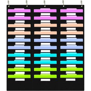 Organizador de carpetas colgantes, 30 bolsillos, montaje en pared, almacenamiento de documentos de oficina detrás de puertas, tipo gancho rectangular - Product Image 1