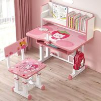 Ensemble de bureau et chaise d'étude pour enfants, bureau réglable en hauteur pour les élèves du primaire, bibliothèque moderne incluse
