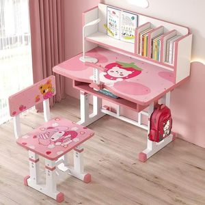 Conjunto <span class=keywords><strong>de</strong></span> Silla y Escritorio para Niños, Escritorio <span class=keywords><strong>de</strong></span> Altura Ajustable para Estudiantes <span class=keywords><strong>de</strong></span> Primaria, Librero Moderno Incluido - Product Image 4
