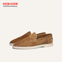Mocasines de Hombre Marrones de Cachemira Premium, Cuero Genuino, Impermeables, Transpirables, Hechos a Mano, Sin Cordones, Formales, de Vestir, Clásicos