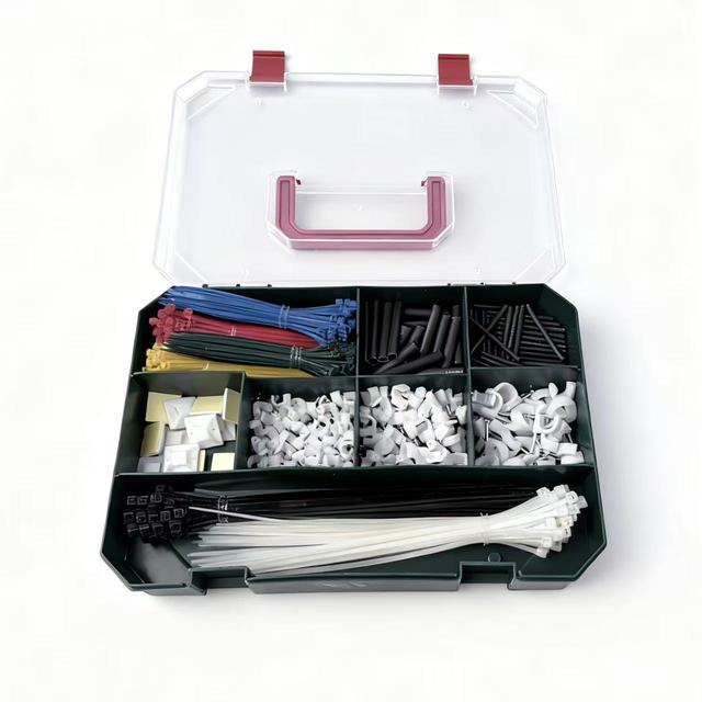 Line Card Cable Tie Household Tool Set OEM Self Locking Plastic Cable Ties Wire Management Repair Kit with Plastic Storage Case
