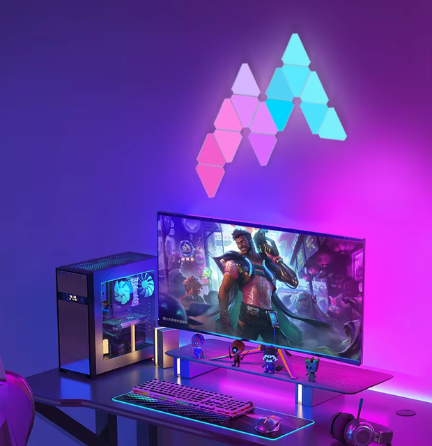 ETOP Smart WiFi Tuya Voice Controlled Triangle LED Light Board for TV Gaming Room Ambient Decor CE Music Sync Panel Light