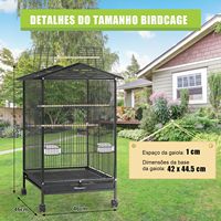 Grande cage à oiseaux en métal 86*46.5*45.5 cm, double plafond, portable, pour la maison, avec boîte à nourriture et poteau, simple, moderne, populaire