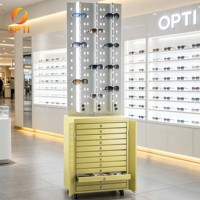 Expositor Giratorio para Gafas de Sol con Múltiples Cajones de Almacenamiento, Expositor Vertical para Gafas con Base con Ruedas