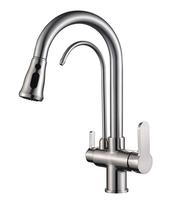 Robinet de cuisine moderne en laiton à poignée unique, à poser sur le plan, trois voies, avec filtre à eau chaude, froide et purifiée
