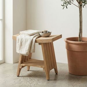 [BeNK] Siège de douche incurvé en bois d'acacia avec revêtement imperméable et pieds antidérapants, couleur brun noyer - Product Image 5