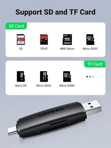 Pembaca Kartu <span class=keywords><strong>SD</strong></span> UGREEN USB 3.0 USB C Pembaca Kartu Memori Adaptor Kartu OTG untuk <span class=keywords><strong>SD</strong></span> <span class=keywords><strong>Micro</strong></span> <span class=keywords><strong>SD</strong></span> SDHC SDXC MMC - Product Image 3
