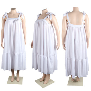 D0403me06 bán buôn Hot Bán giản dị đi ra ngoài màu rắn không tay cộng với kích thước maxi lỏng váy sehe thời trang - Product Image 6