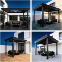 Pergola à lames orientables en aluminium avec toit réglable et gouttière de style européen, gazebo extérieur robuste pour patio et jardin