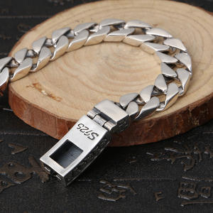 Nueva pulsera <span class=keywords><strong>de</strong></span> <span class=keywords><strong>palo</strong></span> <span class=keywords><strong>de</strong></span> diamante para hombre, seis caracteres, palabras verdaderas, pieza <span class=keywords><strong>de</strong></span> mano <span class=keywords><strong>de</strong></span> <span class=keywords><strong>plata</strong></span> tailandesa Retro personalizada, estilo Hip Hop - Product Image 3