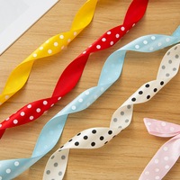 Rouleaux de ruban de satin blanc de 20 mètres et 25mm avec des points noirs pour l'emballage de cadeaux, magasin de fleurs, décoration de fête de mariage