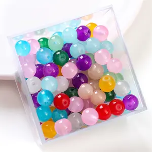 50pcs/bag 6/8mm glass beads jelly solid color imitation jade round beads scattered beads DIY bracelet