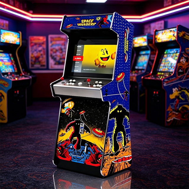 Retro Upright Arcade Cabinet  Space Invaders & Pac Man Multi-Game Board Joystick & HD Screen for Home Game Room & Commercial Use