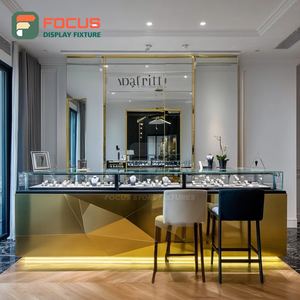 Modern Custom Jewelry Display Cabinet Manufacturer Wood Frame Brand Store Glass Showcase - Product Image 1