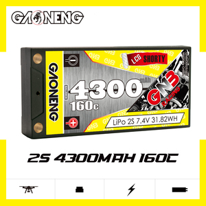 แบตเตอรี่ลิเธียมโพลิเมอร์ GNB GAONENG 4300MAH 2S 7.4V 160C 5 มม. แบบหัวกระสุน  ตัวเรือนแข็ง LCG แบบสั้นพิเศษ  สำหรับรถบังคับวิทยุ RC ขนาด 1:12 1:10 - Product Image 2